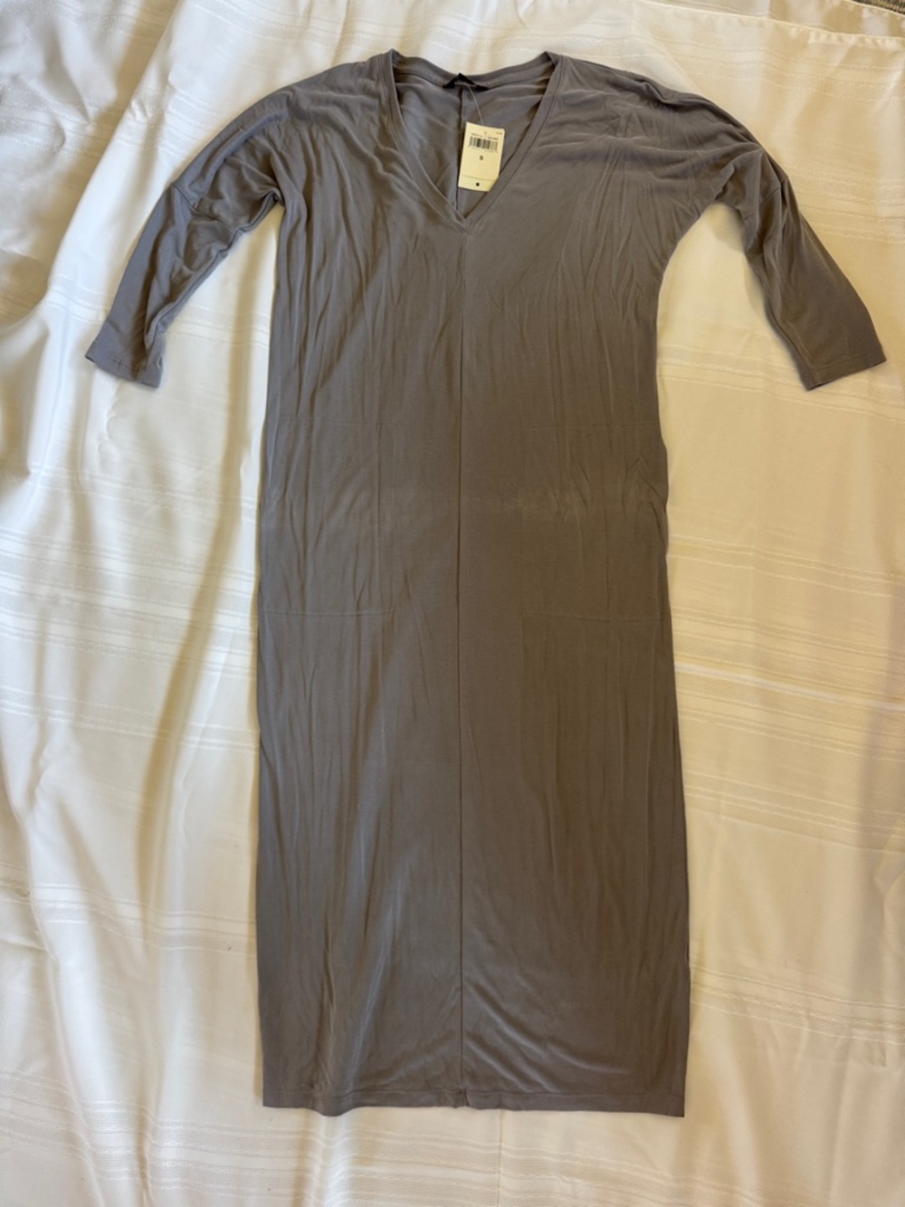 Lucky brand Grey V-Neck Long Sleeve Women's Dress with pockets